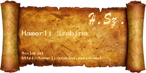 Hamerli Szabina névjegykártya